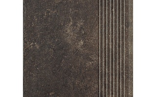 Scandiano Brown ступень с насечками плоская противоскользящая, коричневая 300x300x11 мм Paradyz