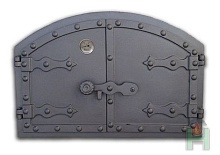2102 Чугунная дверца печки ВЕНГЕРСКАЯ с термометром, чугунная Halmat 260(355)х525 мм
