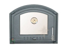1208 Дверца правая со стеклом и термометром DCHS4T чугунная Halmat  315(410)х485 мм
