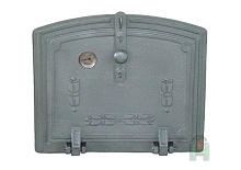 1812 Дверца духовки глухая с термометром откидная DPZ чугунная Halmat  315х370 мм